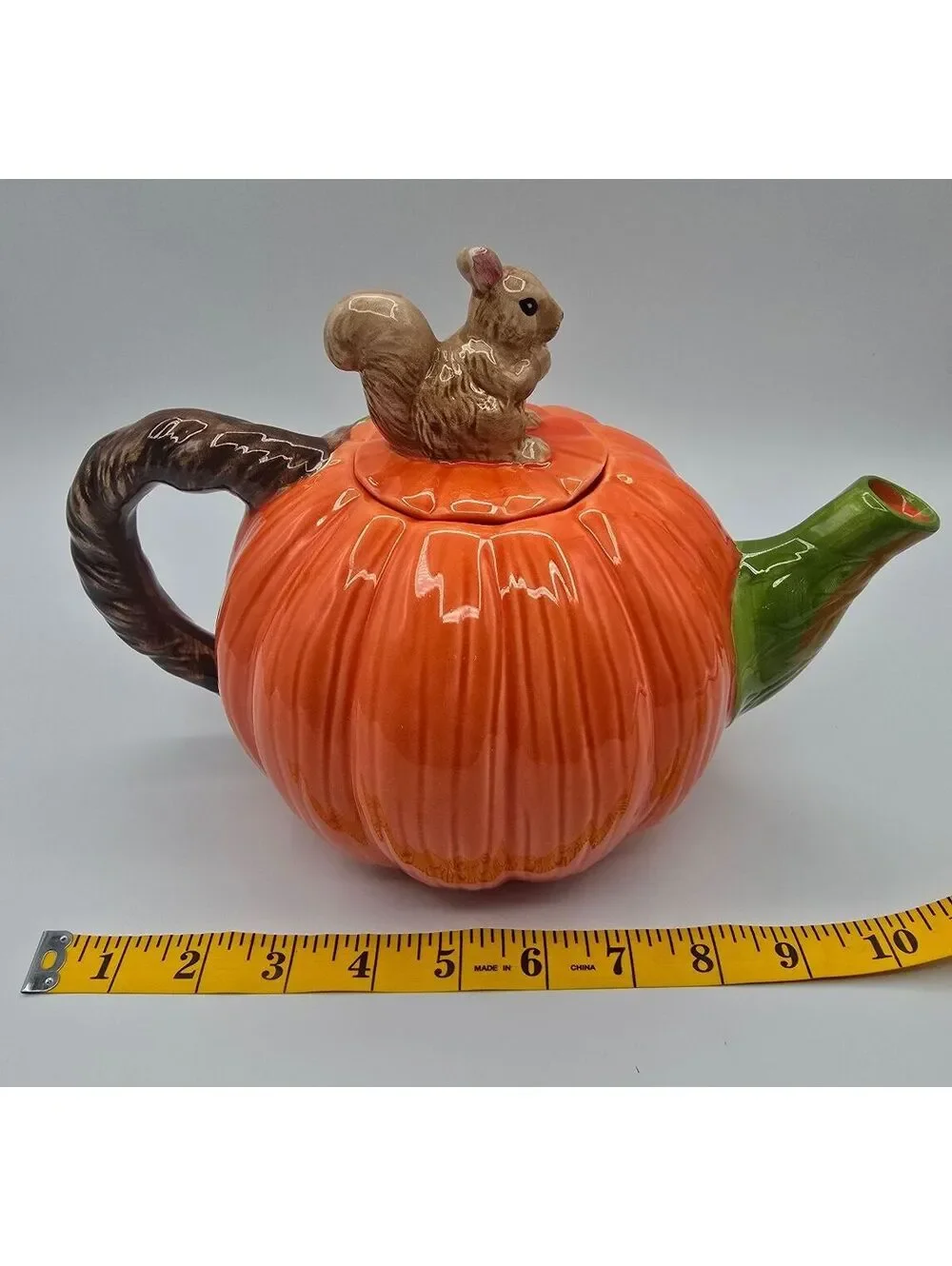 Vintage Hard to Find FWC Pumpkin Teapot with Squirrel Lid The Cook's Bazaar